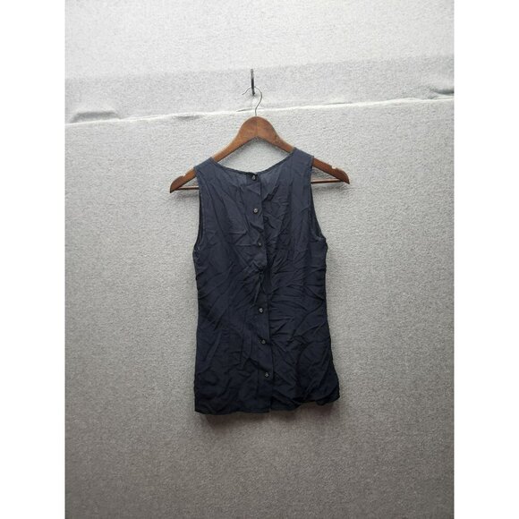 Banana Republic Navy 100% Silk Sleeveless Blouse Size 6 - Picture 5 of 5
